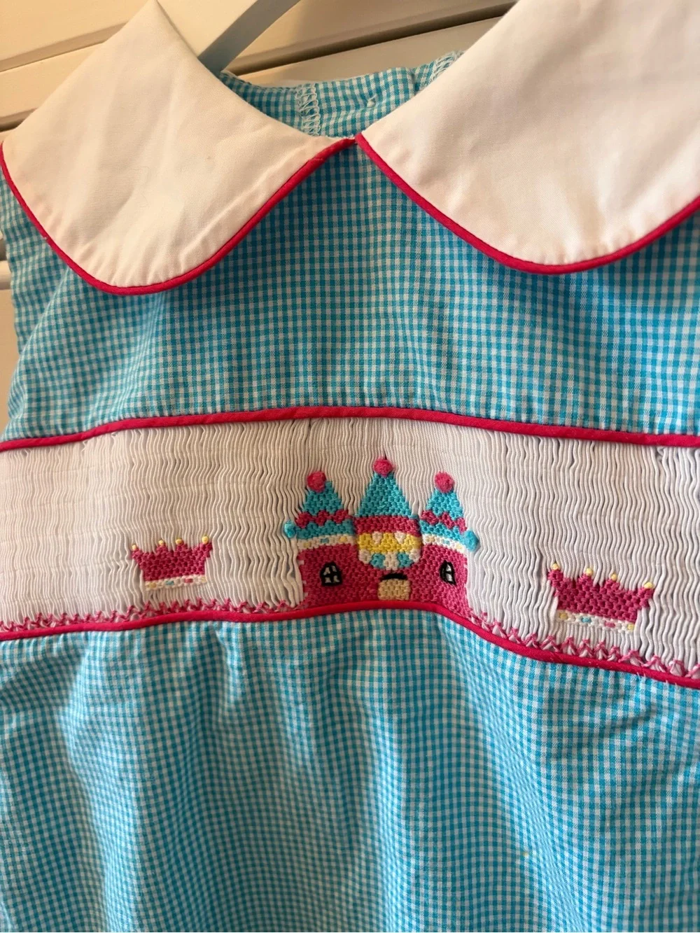 Secret Wishes Smocked Princess Castle Tie Dress Size 6